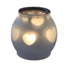 Partylite Heartbeat Tealight Candle Holder Frosted Glass Y2K VibesHearts Glow